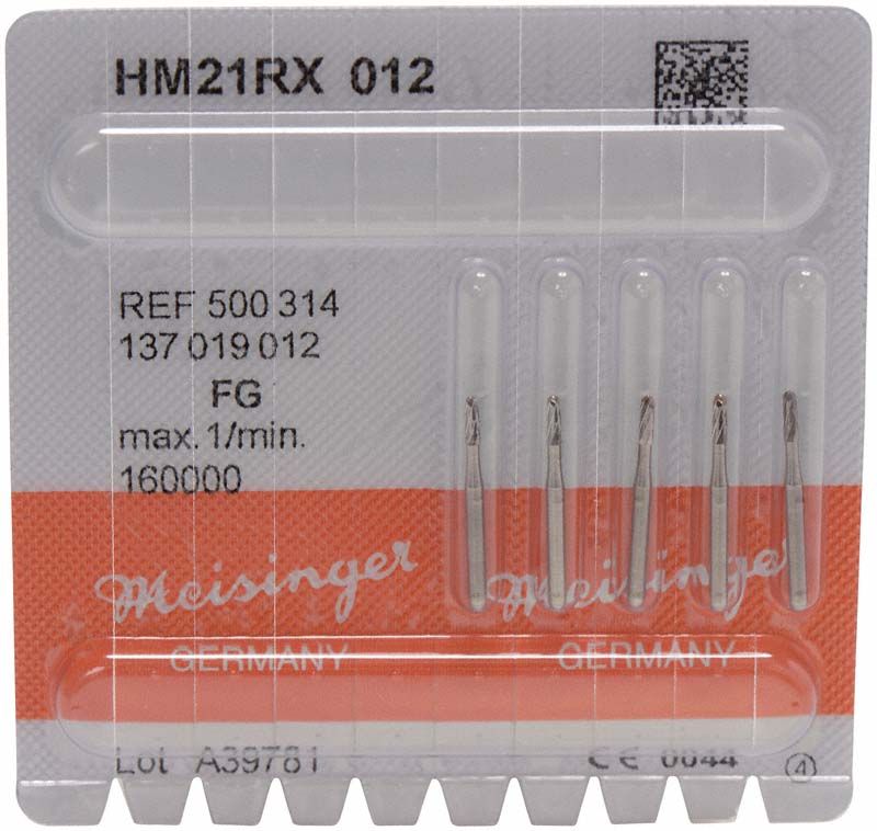 Blisterverpackung mit fünf Kronentrennern HM21 RX 012 für Dentaltechnik.
