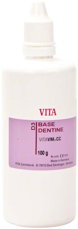 VITAVM®CC BASE DENTINE VITA classical A1-D4® 100g Flasche mit D3-Farbkennzeichnung.