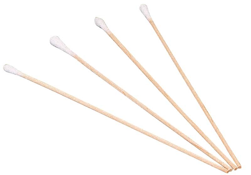 Unigloves Wattestäbchen mit kleinem Kopf und flexiblem Stiel, einzeln dargestellt.