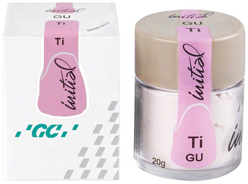 GC Initial Ti Gingival Universal GU in weißem Behälter mit rosa Etikett.
