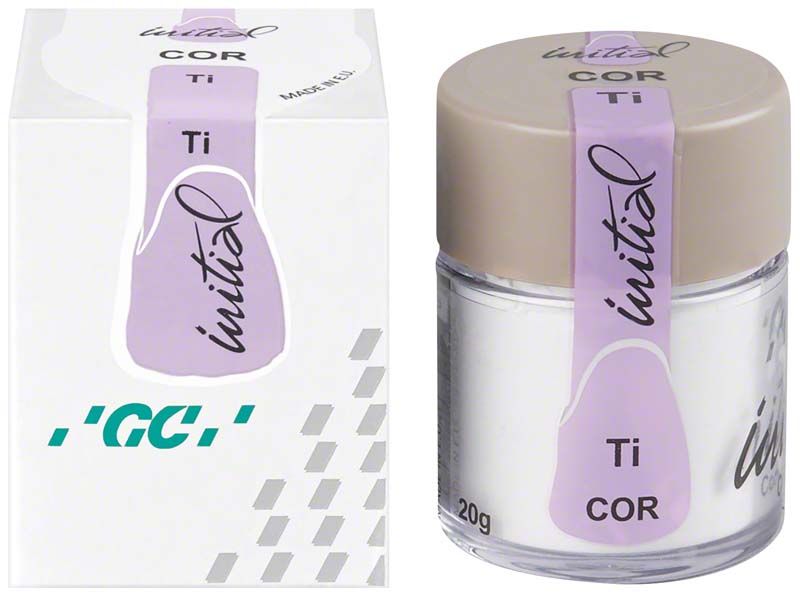 GC Initial Ti Correction Powder COR in weißem Behälter mit lilafarbenem Etikett.