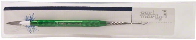 Greenes Modellierinstrument 1191B mit grünem Griff in Kunststoffverpackung.