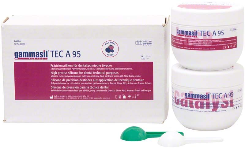 Gammasil Perfect Tec A 95 Dosen und Verpackung mit Messlöffeln.