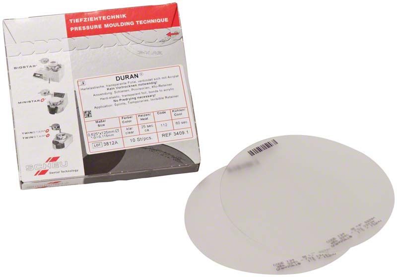 Hochwertige DURAN® 10er 0,625mm Tiefziehfolien mit Verpackung.
