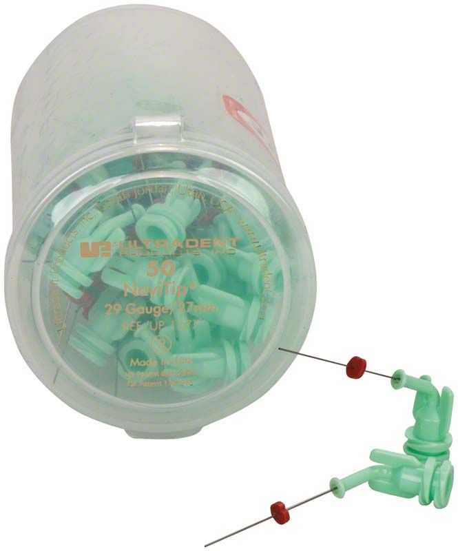Navi Tips™ 29ga 27mm hellgrün in transparenter Verpackung, 50 Stück.