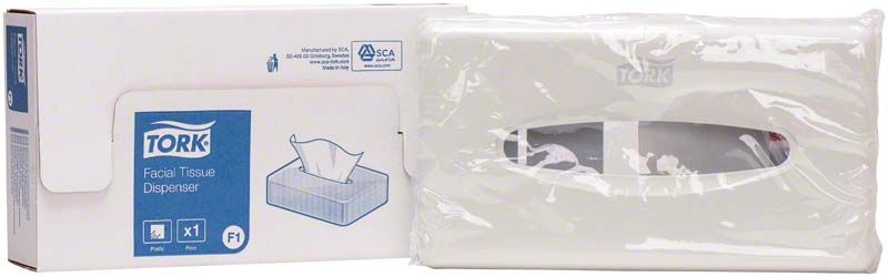 Tork Kosmetiktuchspender in weißer Verpackung mit Sichtfenster.