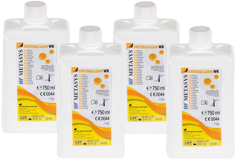 Vier Flaschen Metasys Green & Clean WK Wasserstoffperoxid-Lösung, 750 ml.