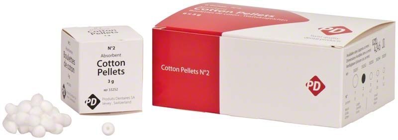 Absorbierende Wattekügelchen für den dentalen Einsatz, Packung mit 6x3g.