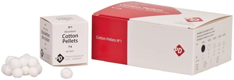Medizinische Wattekügelchen PD Wattekügelchen Gr. 1 Verpackung und Produktansicht.