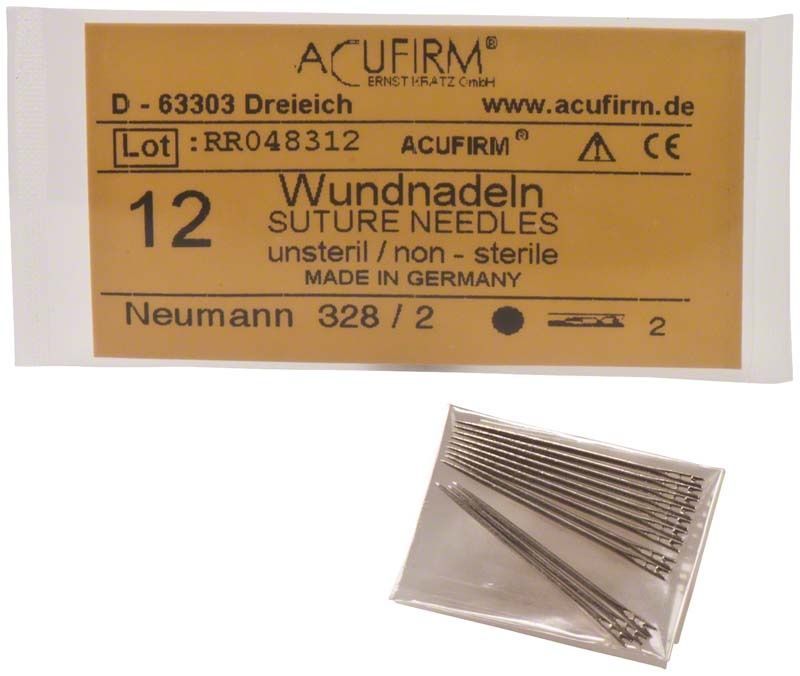 Wundnadeln Neumann Gr. 2, unsteril, in Verpackung.