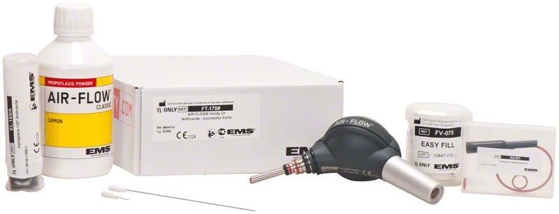 Prophylaxe Airflow Pulverstrahlgerät Set mit Zubehör für Zahnreinigung.