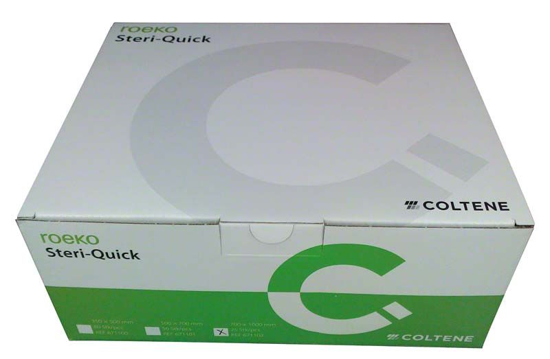 Sterile ROEKO Steri-Quick Abdecktücher in grüner Verpackung.