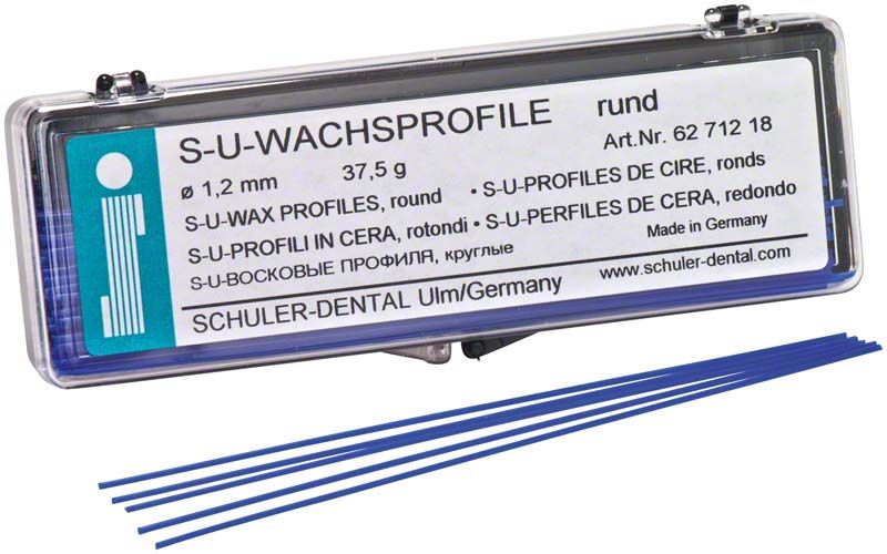 S-U-Wachsprofile rund Ø 1,2mm in transparenter Verpackung.
