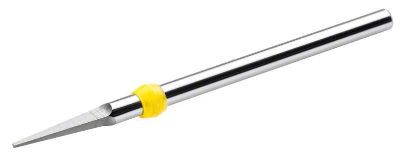 Hartmetall Schneidfräser gelb mit spitzer Form und H-Schaft.