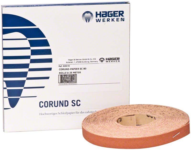 Hager & Werken Corund Papier SC Körnung 80, 15 mm Rolle, 25 Meter.