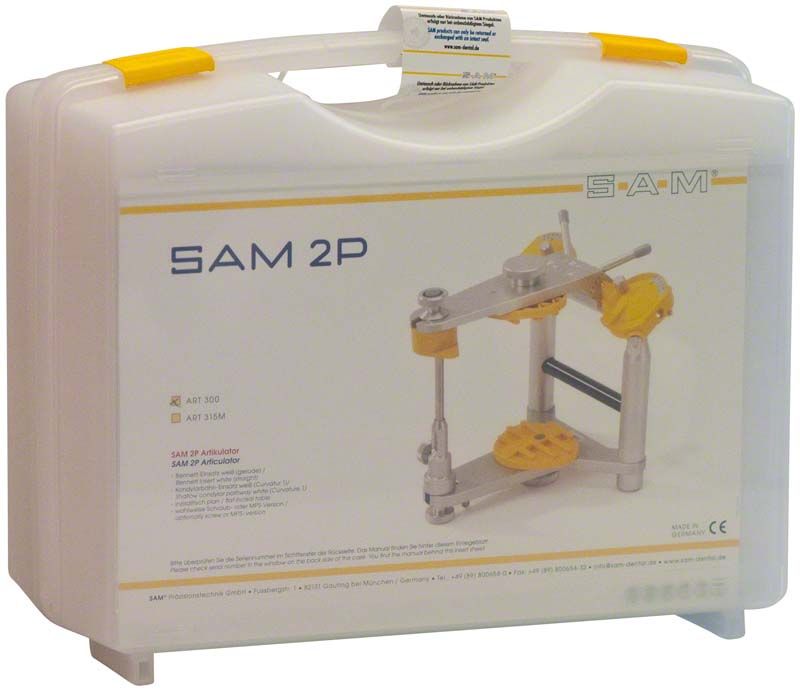 SAM 2P Artikulator im Kunststoffkoffer mit Beschriftung.