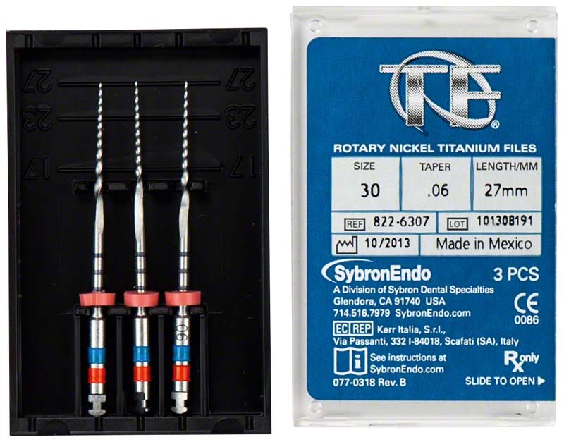 SybronEndo TF® Twisted Feilen 27mm 30/.06 in Verpackung mit Etikett.