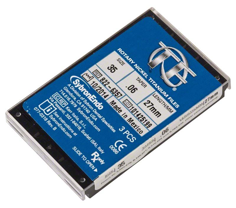 SybronEndo TF® Twisted Feilen 27mm 35/.06 in blauer Verpackung.