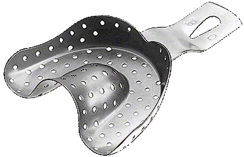 Abdrucklöffel EHRICKE gelocht bezahnter OK aus rostfreiem Material.