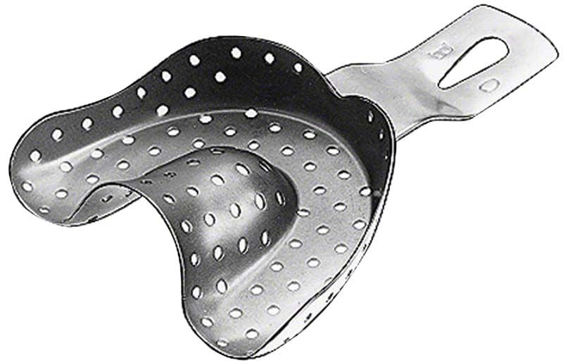 Abdrucklöffel EHRICKE gelocht aus Edelstahl für Oberkieferabdrücke.
