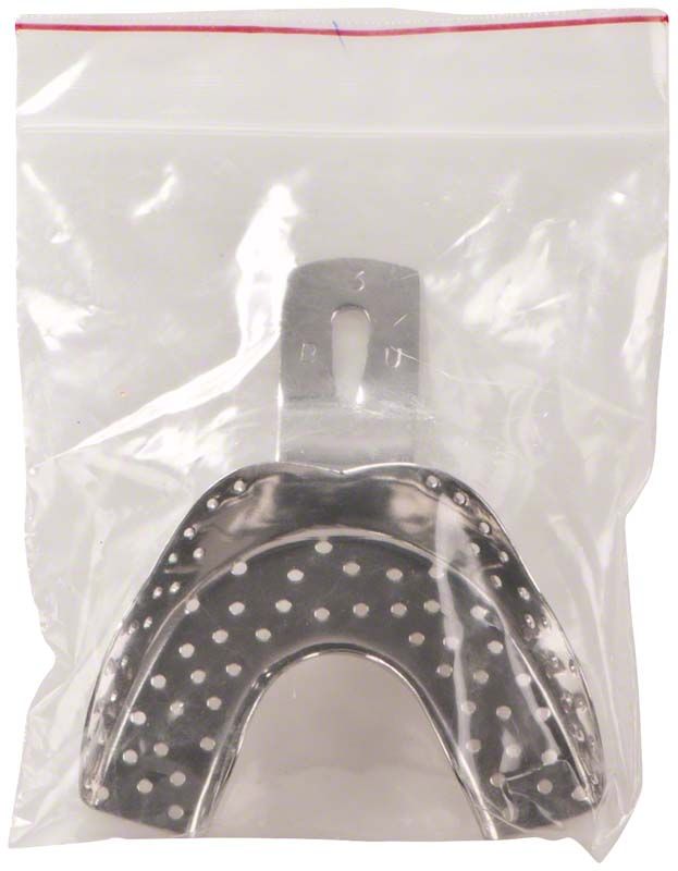 Abdrucklöffel EHRICKE gelocht bezahnter UK in transparenter Verpackung.