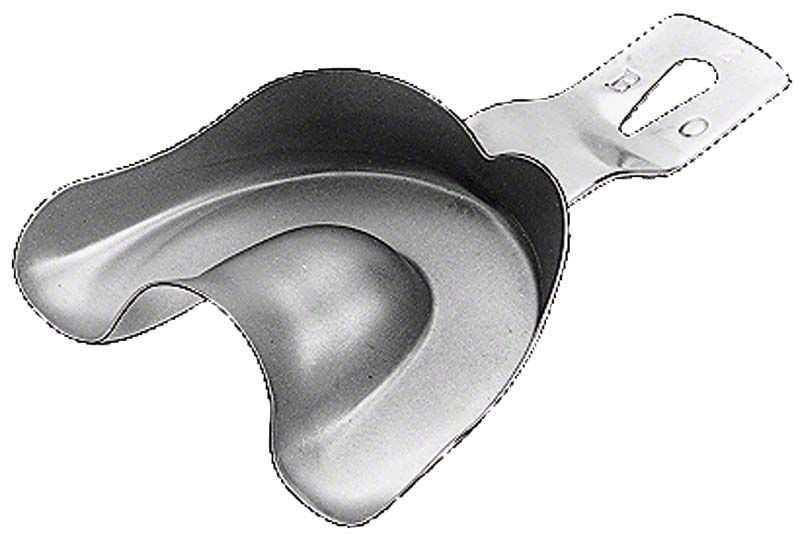 Abdrucklöffel EHRICKE aus Edelstahl, ungelocht, bezahnter OK - Figur 0.