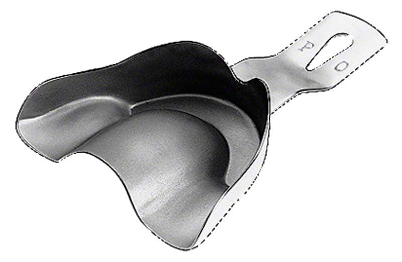 Abdrucklöffel EHRICKE ungelocht aus Edelstahl für Dentalabdrücke.