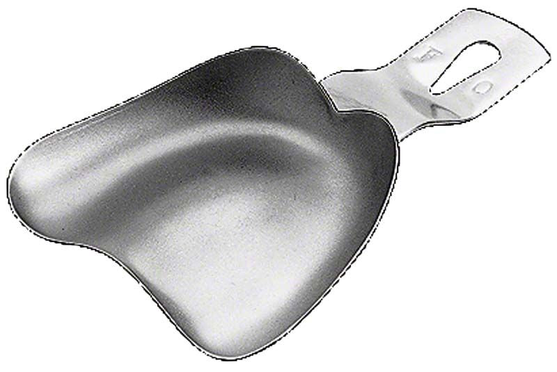 Abdrucklöffel aus Edelstahl für Zahnabdrücke, ungelocht, Figur 3.