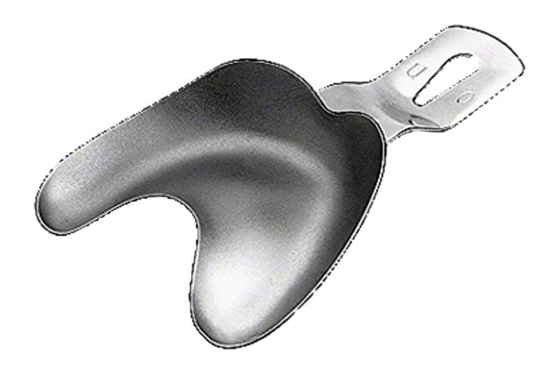 Abdrucklöffel aus Edelstahl für zahnmedizinische Abdrücke, ungelocht.