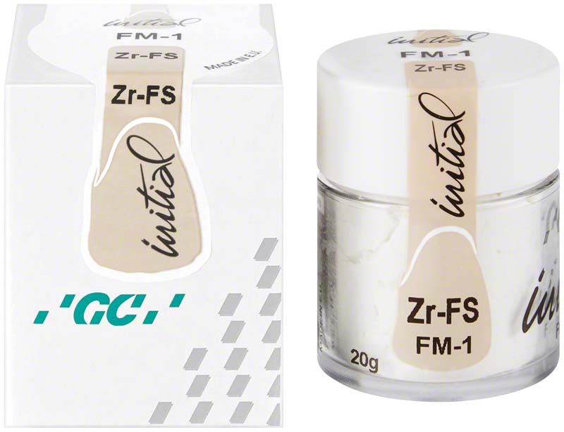 Glasurkeramik GC Initial Zr-FS Frame Modifier 20g FM-1 in weißem Behälter.