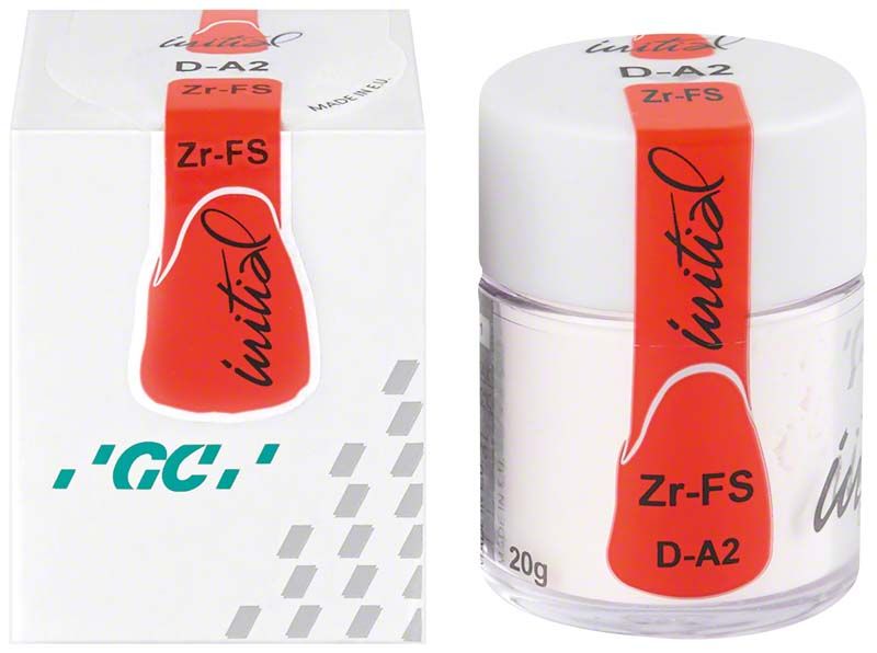 GC Initial Zr-FS Dentin 20g DA2 Keramikdose und Verpackung