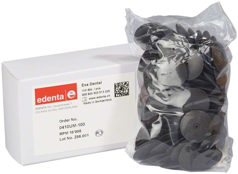 Exa Dental Polierer schwarz unmontiert, 100er Packung, große feine Scheiben.