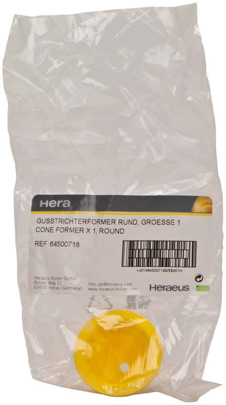 Plastikverpackung mit gelbem Gusstrichterformer für Silikonring, Produktdetails sichtbar.