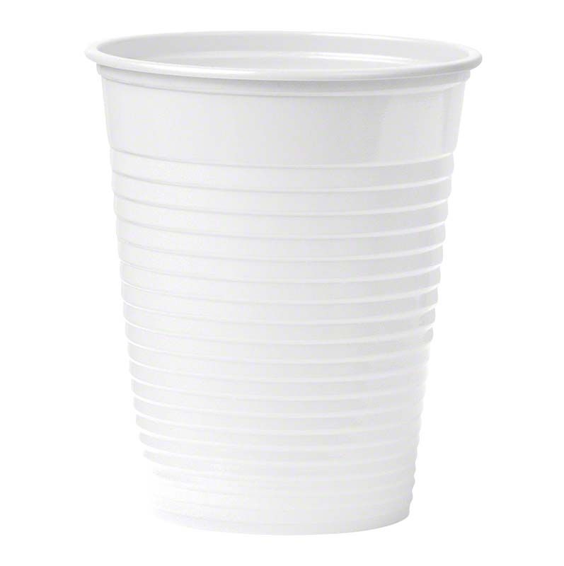 Weißer Einweg-Mundspülbecher 180ml für den Dentalbereich.