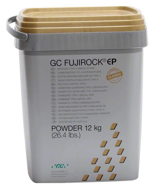 Fujirock® EP Classic Line 12kg Gips in goldenbrauner Verpackung.