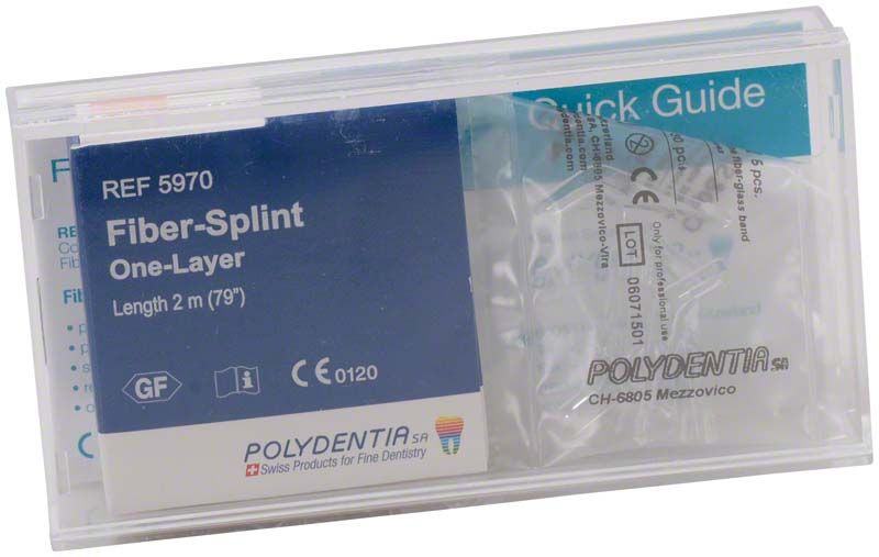 Fiber-Splint One-Layer Glasfaserband in transparenter Verpackung mit Anleitung.