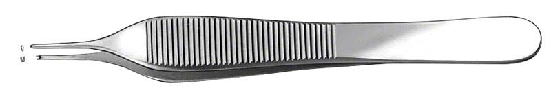 Chirurgische Pinzette ADSON, 12 cm, aus Edelstahl mit geriffeltem Griff.