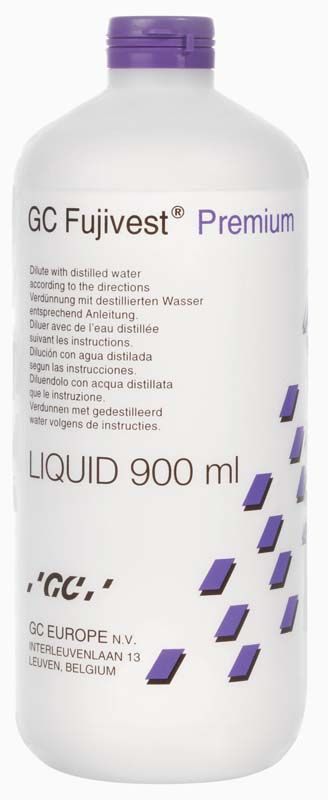 GC Fujivest Premium Liquid Flasche mit 900 ml Inhalt und lila Aufdruck.