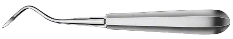 Gewinkelter Hebel Fragmententferner aus Edelstahl für Dentalanwendungen.