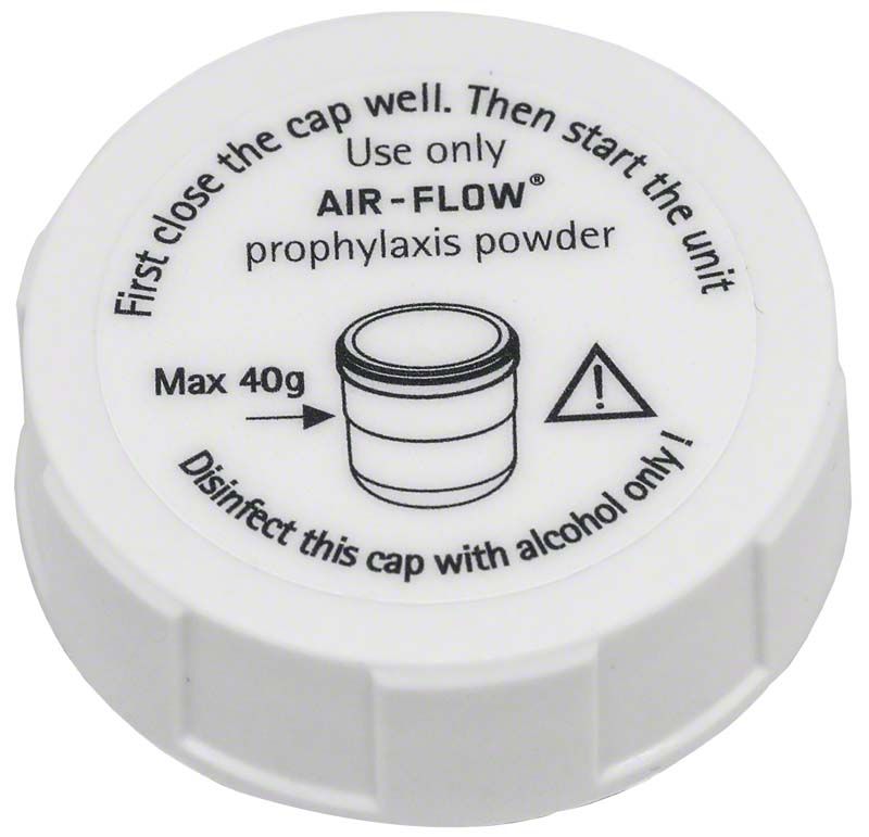 AIRFLOW® S1 + S2 Pulverkammerdeckel mit Gebrauchsanweisung und Symbolen.