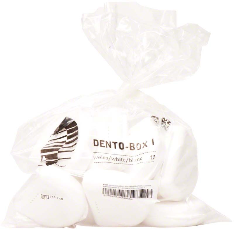Hochwertige Dento Box® I weiß in transparenter Verpackung.