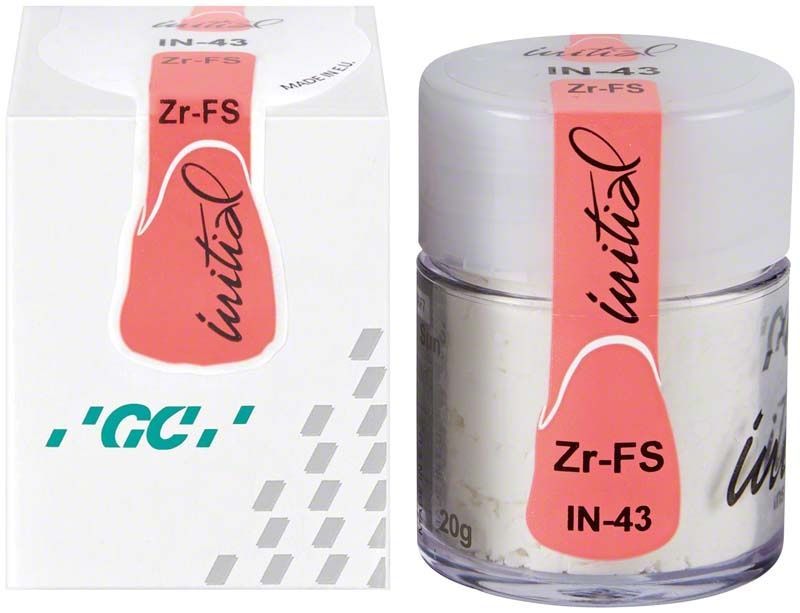GC Initial Zr-FS Inside 20g IN-43, Dentalpulver in Dose und Verpackung.