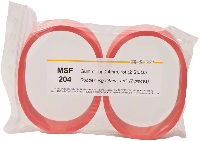 Gummiring 24mm in roter Farbe, 2 Stück im Beutel.