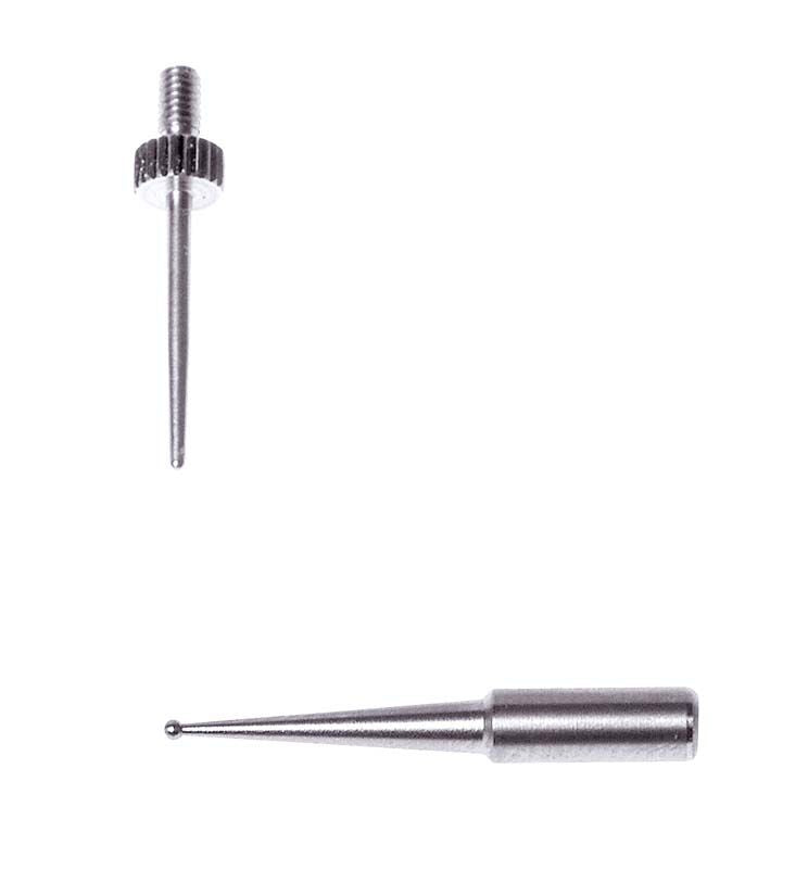 Modifizierte Calipretto S Messspitzen aus Metall in Nahaufnahme.