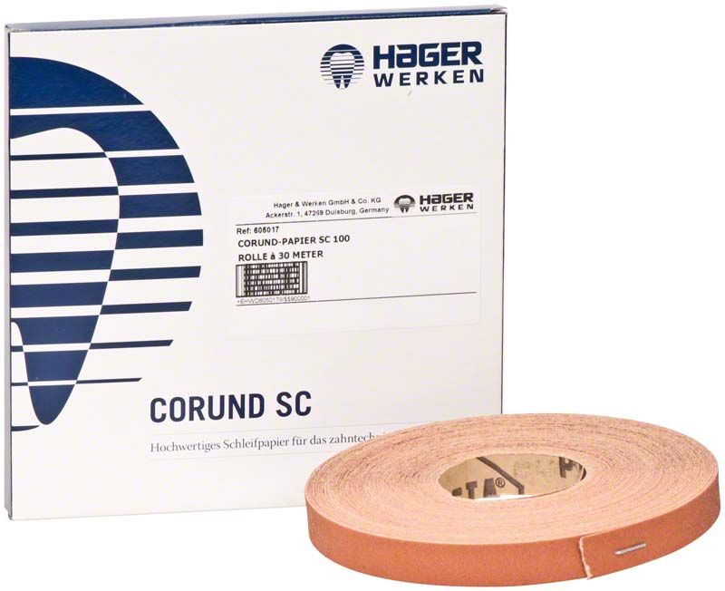 Corund Papier SC Körnung 100 in Originalverpackung mit Hager & Werken Logo.