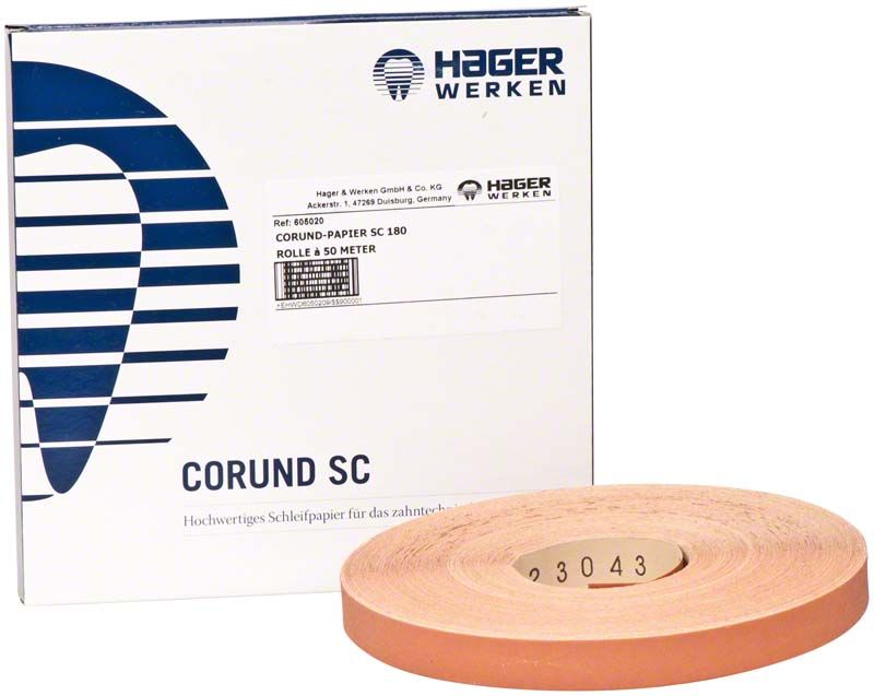 Schleifpapierrolle Corund SC Körnung 180 vor Verpackung von Hager & Werken.