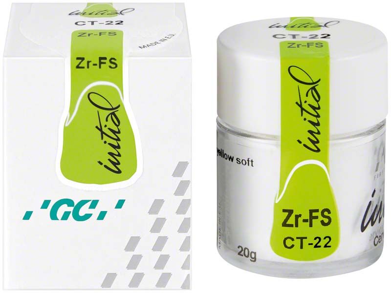 GC Initial Zr-FS CT-22 Keramikpulver in 20g Dose und Verpackung.