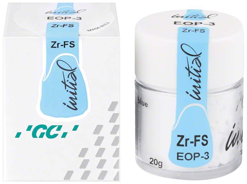 GC Initial Zr-FS Enamel Opal 20g EOP3 Keramikdose und Verpackung.