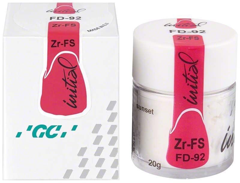 GC Initial Zr-FS Fluo-Dentin FD-92 in 20g Glasbehälter und Verpackung.