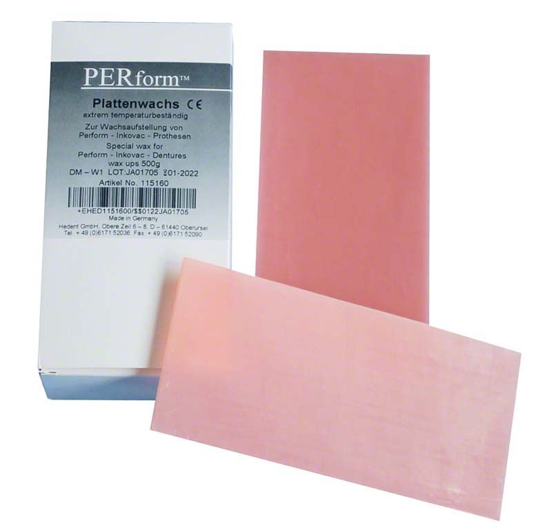 PERform™ Spezial-Plattenwachs in rosa Farbe vor weißer Verpackung.